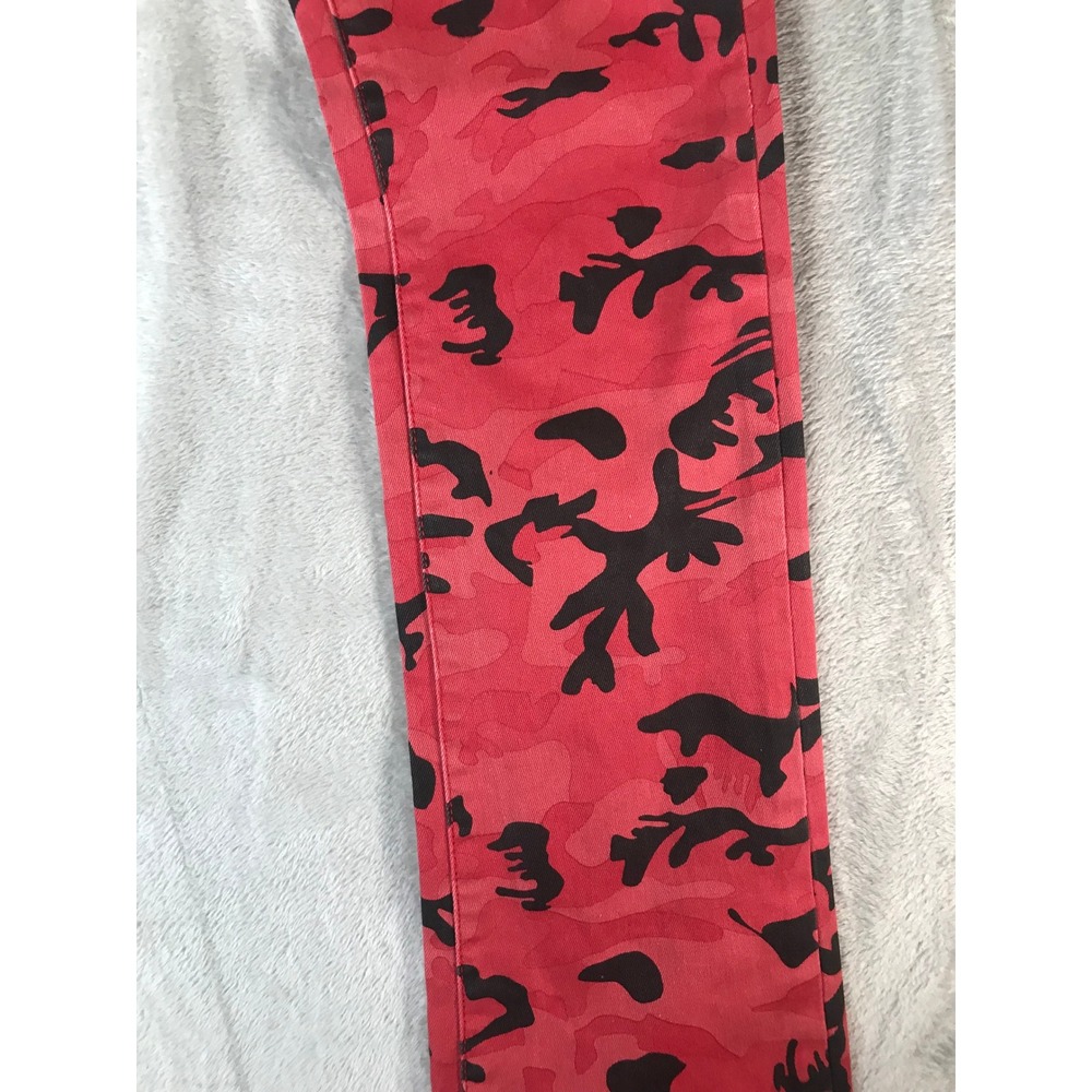 Valabasas Red Camo Carpenter Jeans Mens Flare Leg Raw Hem Streetwear Denim 35x39 - Picture 3 of 16